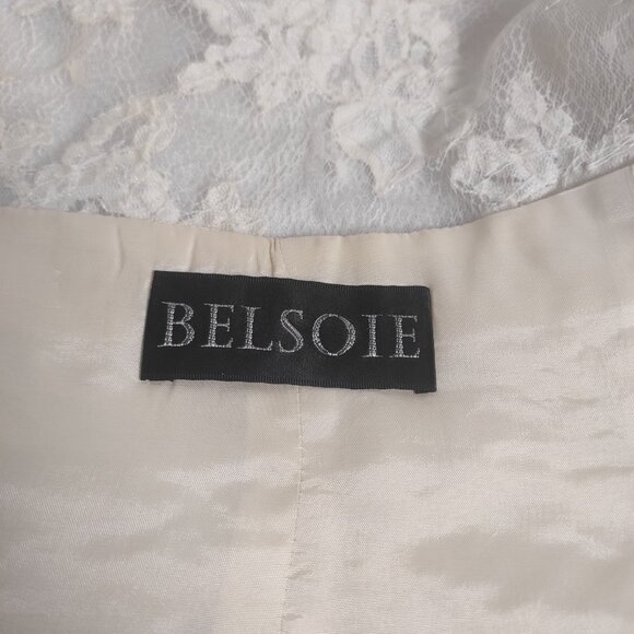 90s BELSOIE button front lace peplum top - Picture 8 of 10